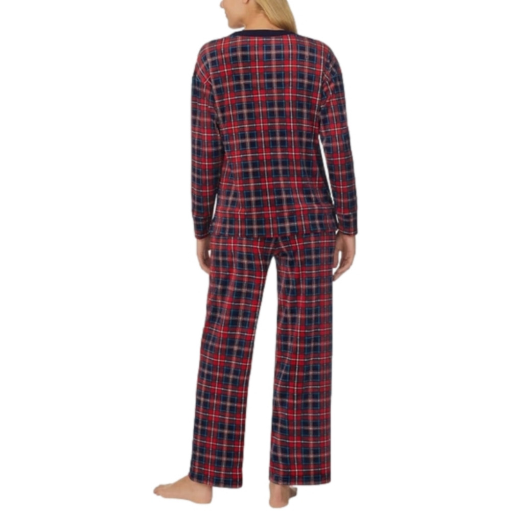 NWT NAUTICA Women's Sleepwear  Set 2 Piece Red Navy Fleece Plaid Stretch Sz S - Picture 8 of 8